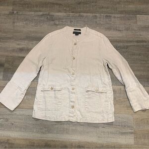 Tahari Linen Button Up Top Minimalist Coastal Beachy Women’s Size Medium